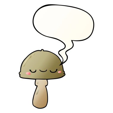 düzgün degrade tarzında karikatür mantar ve konuşma balonu