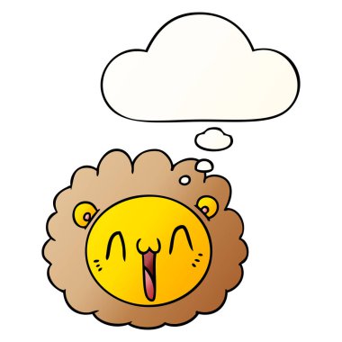 karikatür aslan yüz ve pürüzsüz degrade tarzında kabarcık düşünce