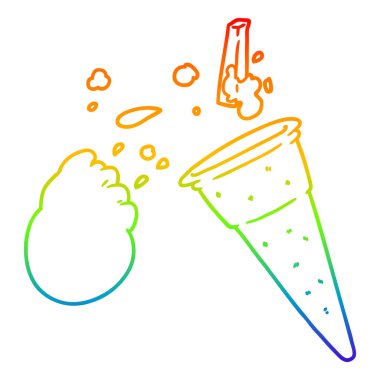 gökkuşağı degrade çizgi çizim karikatür dondurma