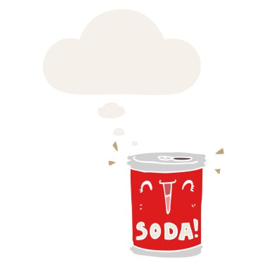 karikatür soda olabilir ve retro tarzında kabarcık düşünce