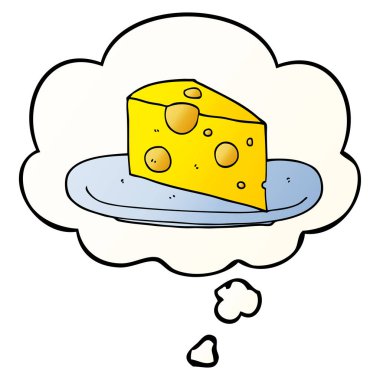 karikatür peynir ve pürüzsüz degrade tarzında düşünce balonu