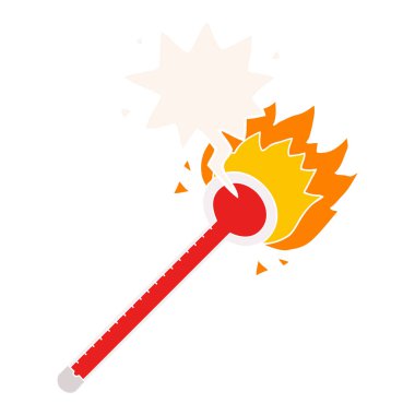 retro tarzında karikatür termometre ve konuşma balonu