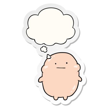 karikatür insan ve baskılı bir etiket olarak düşünce balonu