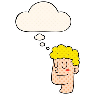 çizgi film erkek yüz ve çizgi roman tarzında düşünce balonu