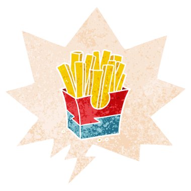 retro dokulu tarzda karikatür kızartması ve konuşma balonu