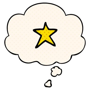 çizgi film yıldızı sembolü ve çizgi roman tarzında düşünce balonu