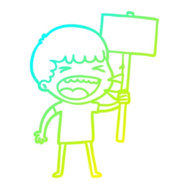 soğuk degrade çizgi çizim karikatür gülen adam