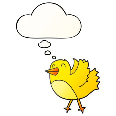 çizgi film kuş ve pürüzsüz degrade tarzında düşünce balonu