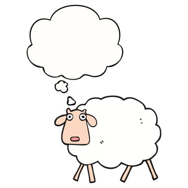 karikatür koyun ve düşünce balonu