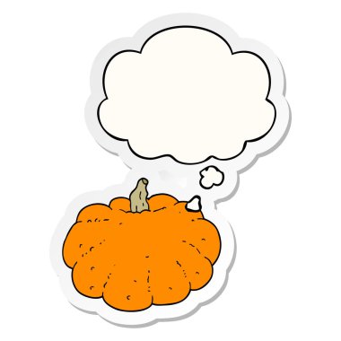 karikatür kabak ve baskılı bir etiket olarak kabarcık düşünce