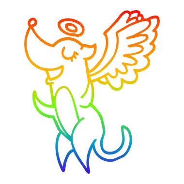 gökkuşağı gradyan çizgi çizim karikatür melek köpek