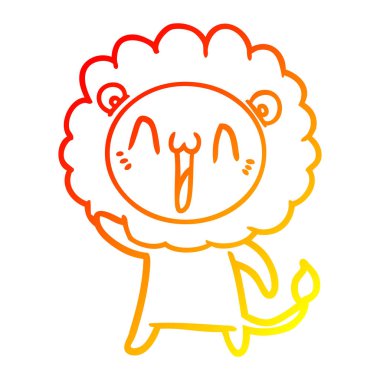 sıcak degrade çizgi çizim mutlu karikatür aslan