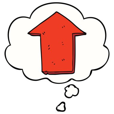 karikatür işaret ok ve düşünce kabarcık