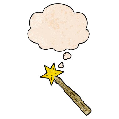 grunge doku desen karikatür sihirli değnek ve düşünce balonu 