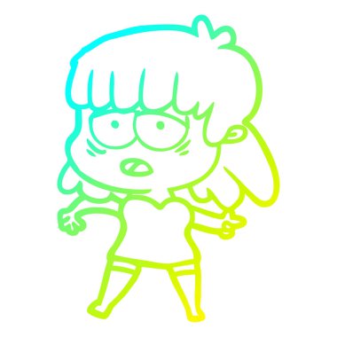 soğuk degrade çizgi çizim karikatür yorgun kadın