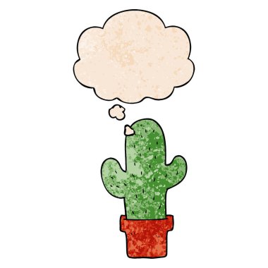 karikatür kaktüs ve grunge doku desen stil düşünce kabarcık