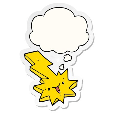 karikatür yıldırım grev ve basılı bir etiket olarak kabarcık düşünce