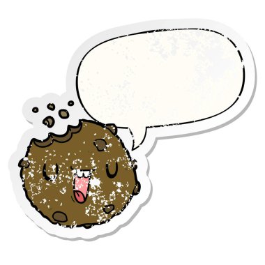 karikatür çerez ve konuşma balonu sıkıntılı etiket