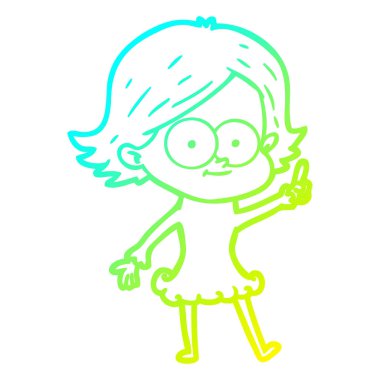 soğuk degrade çizgi çizim mutlu karikatür kız