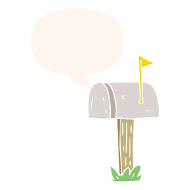 retro tarzında karikatür posta kutusu ve konuşma balonu