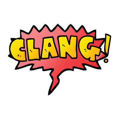 düzgün degrade tarzında karikatür kelime clang ve konuşma balonu