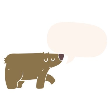 retro tarzında karikatür ayı ve konuşma balonu