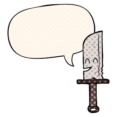 çizgi roman tarzında karikatür bıçak ve konuşma balonu