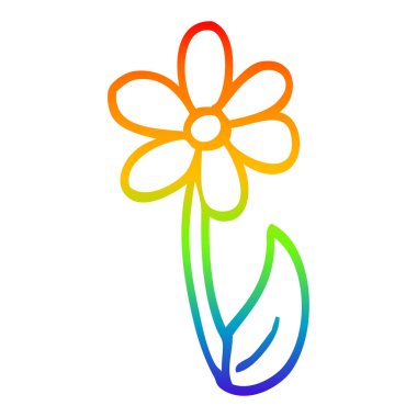 gökkuşağı degrade çizgi çizim karikatür bahar çiçek