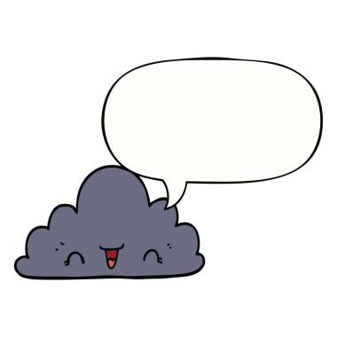 sevimli karikatür bulut ve konuşma balonu