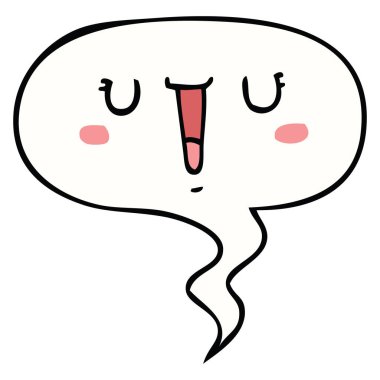 mutlu karikatür yüz ve konuşma balonu