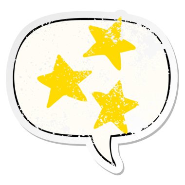 karikatür yıldız ve konuşma balonu sıkıntılı etiket