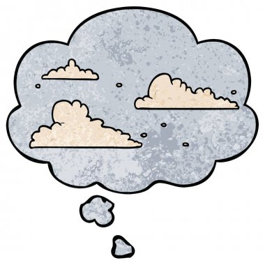 karikatür bulutlar ve grunge doku desen stil düşünce balonu