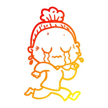 sıcak degrade çizgi çizim karikatür ağlayan yaşlı bayan