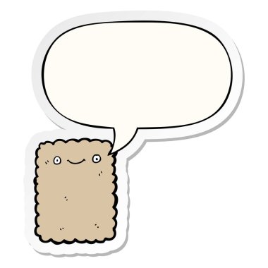 karikatür bisküvi ve konuşma kabarcık etiket