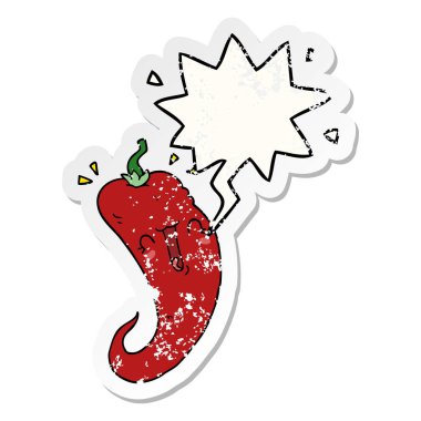 karikatür biber ve konuşma balonu sıkıntılı etiket