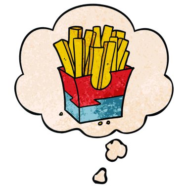 karikatür kızartması ve grunge doku desen tarzında düşünce balonu