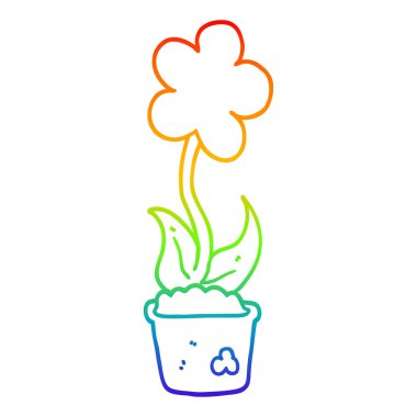 gökkuşağı degrade çizgi çizim sevimli karikatür çiçek