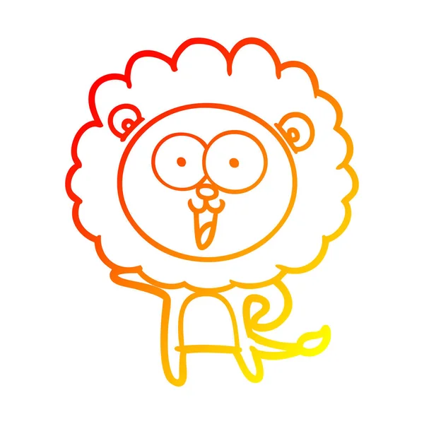 Linha gradiente quente desenho feliz leão dos desenhos animados — Vetor de Stock