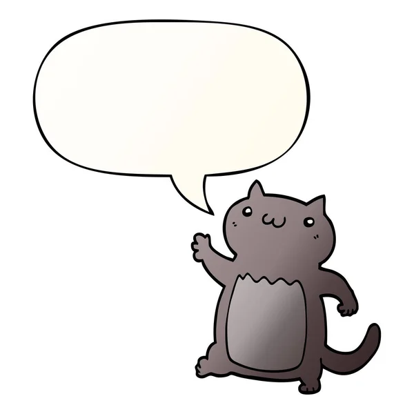 Kot kreskówki i bańka mowy w gładkim stylu gradientu — Wektor stockowy