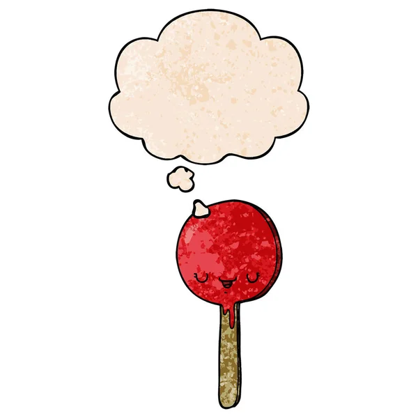 Tecknad Candy Lollipop och tänkte bubbla i grunge textur Patt — Stock vektor