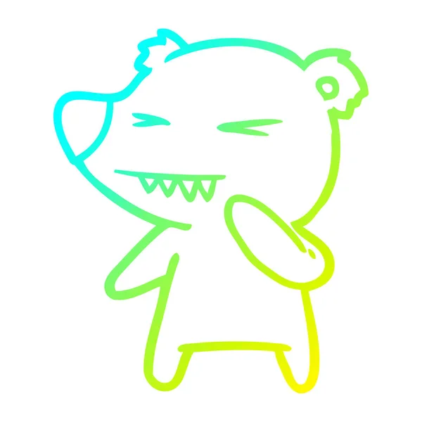 Linha gradiente frio desenho zangado urso polar desenhos animados —  Vetores de Stock