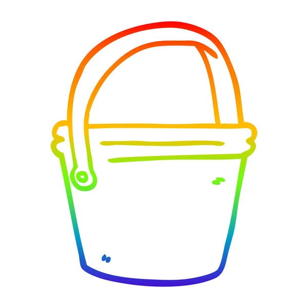 Rainbow gradient line drawing cartoon bucket — Stock Vector