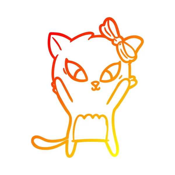 Linha gradiente quente desenho desenho desenho animado gato — Vetor de Stock