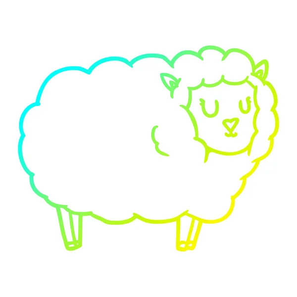 Froid dégradé ligne dessin dessin animé moutons — Image vectorielle