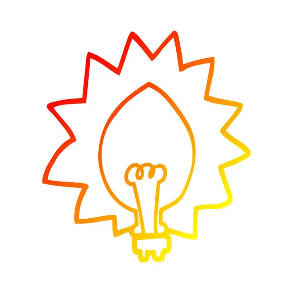 Warm gradient line drawing cartoon light bulb — Stock Vector