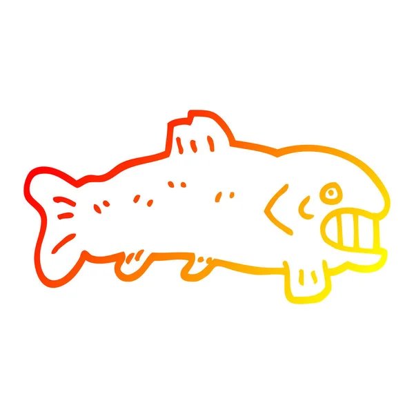 Warm gradient line drawing cartoon large fish — Stock Vector