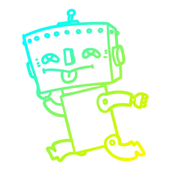 Linha gradiente frio desenho robô desenhos animados — Vetor de Stock