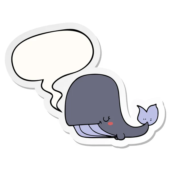 Kreskówka wieloryb i naklejki bańka mowy — Wektor stockowy