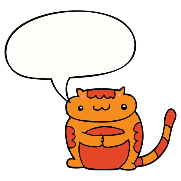 Sevimli karikatür kedi ve konuşma balonu — Stok Vektör