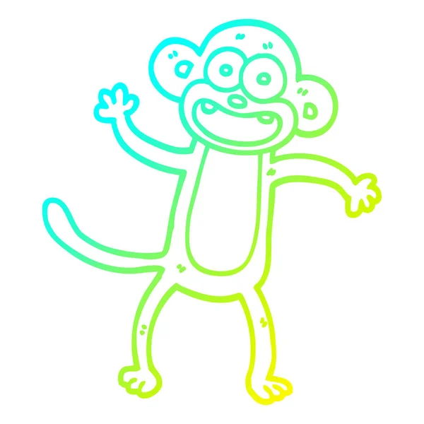 Linha gradiente frio desenho desenho desenho animado acenando macaco —  Vetores de Stock